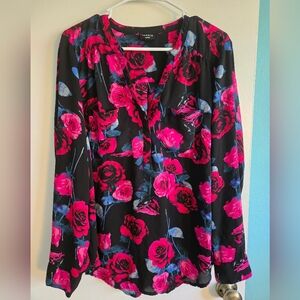 Torrid Harper Black & Floral Blouse Size 1